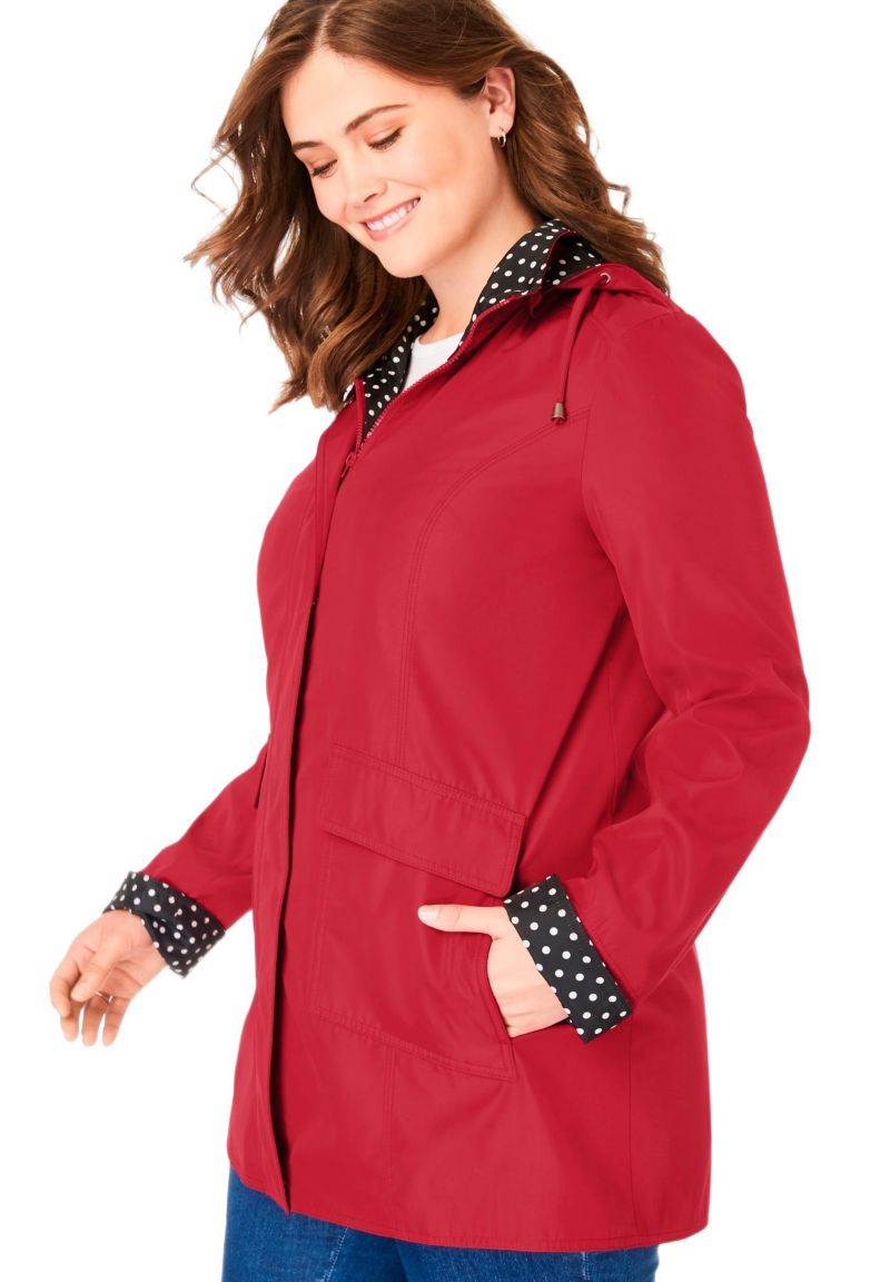 Women's Within Polka Dot Trim A-Line Raincoat