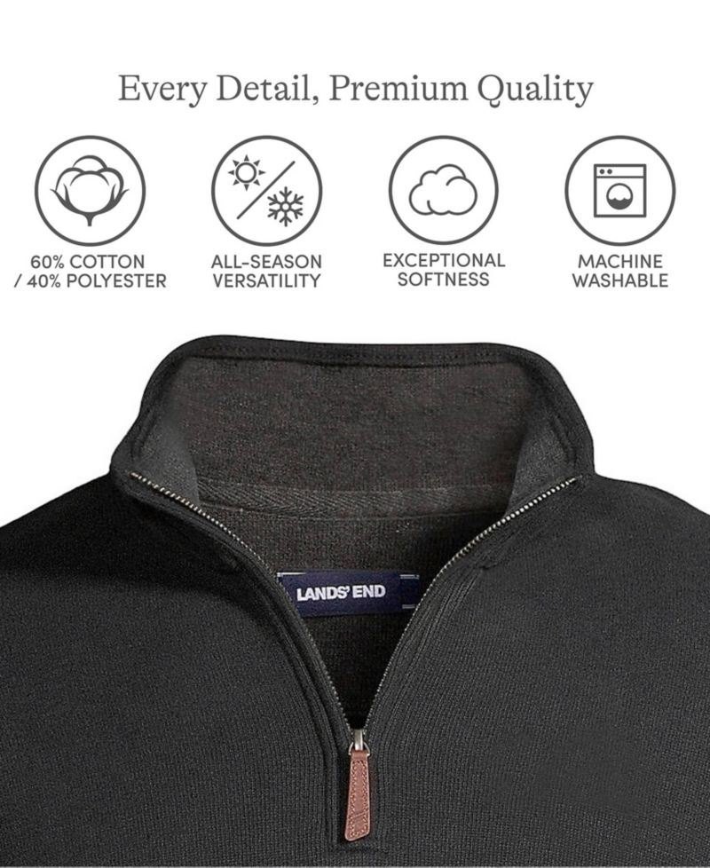 Big & Tall Bedford Rib Quarter Zip Pullover Sweater