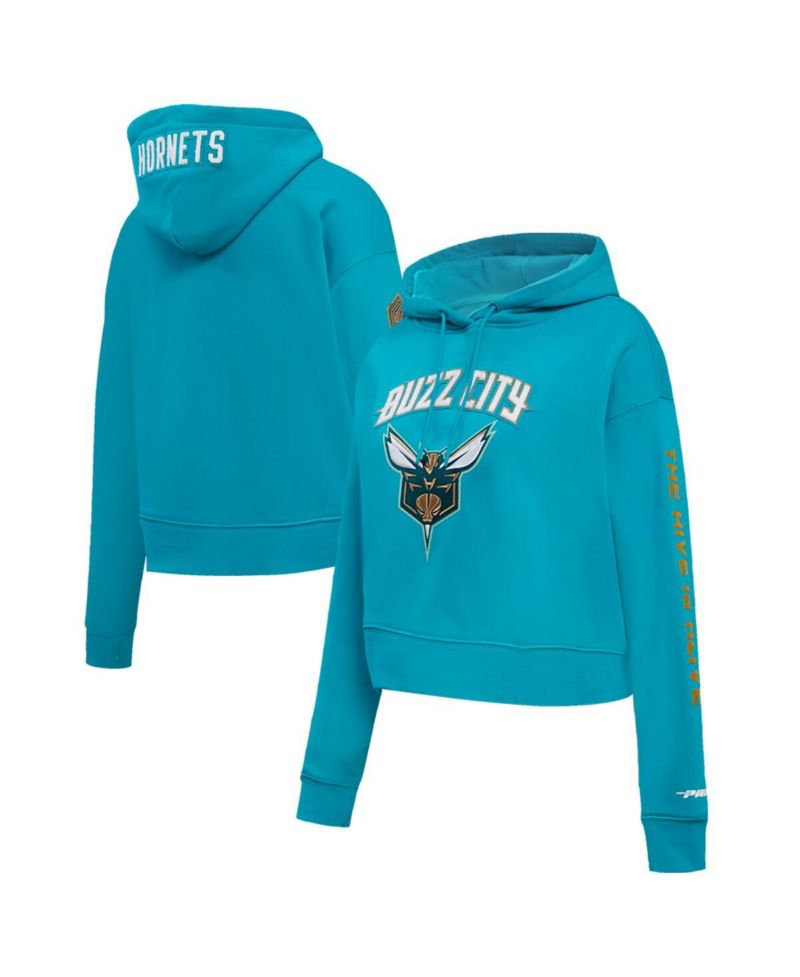 Women's Teal Charlotte Hornets 2023/24 City Edition Cropped Pullover Hoodie