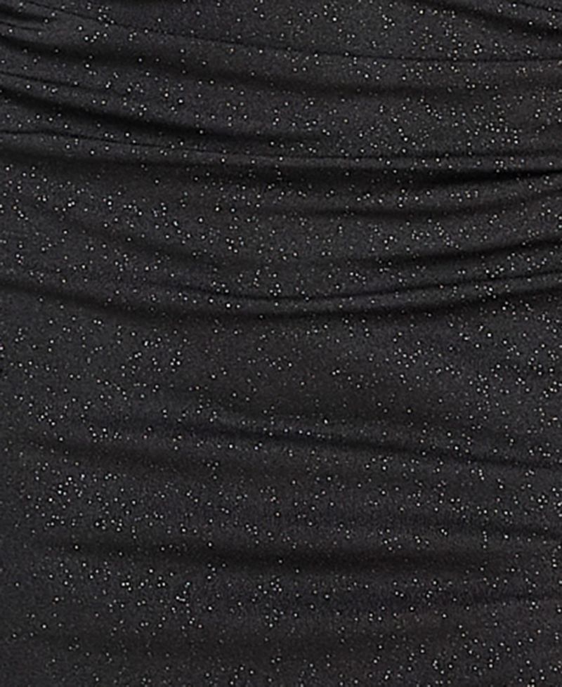 Juniors' Halter Neck Glitter Midi Dress with Scarf