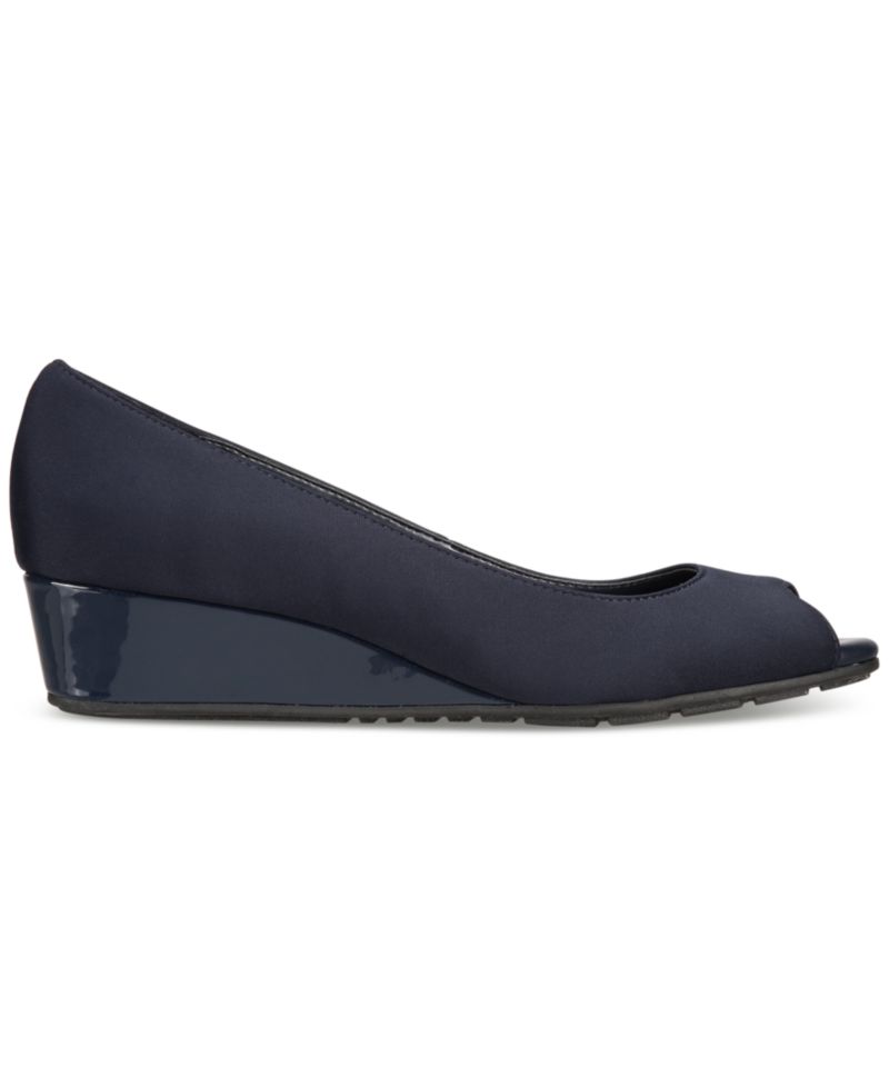 Women's Candra Low Wedge Peep Toe Dress Pumps