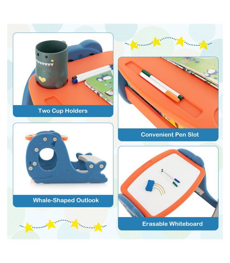 Toddler Convertible Activity Table Set Easel with Erasable Whiteboard-Blue