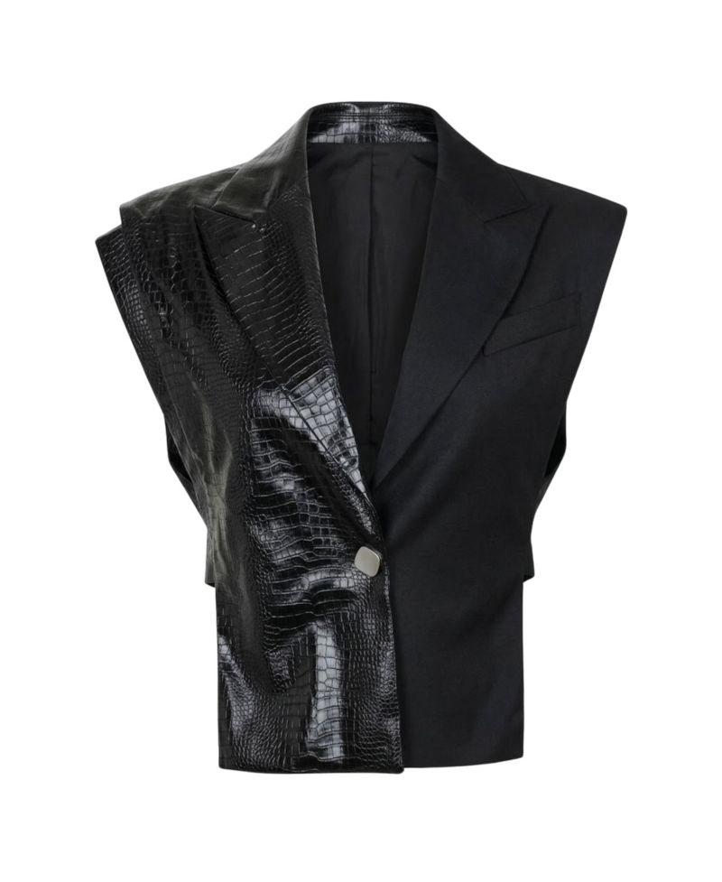 Women's Mixed Texture Sleeveless Blazer