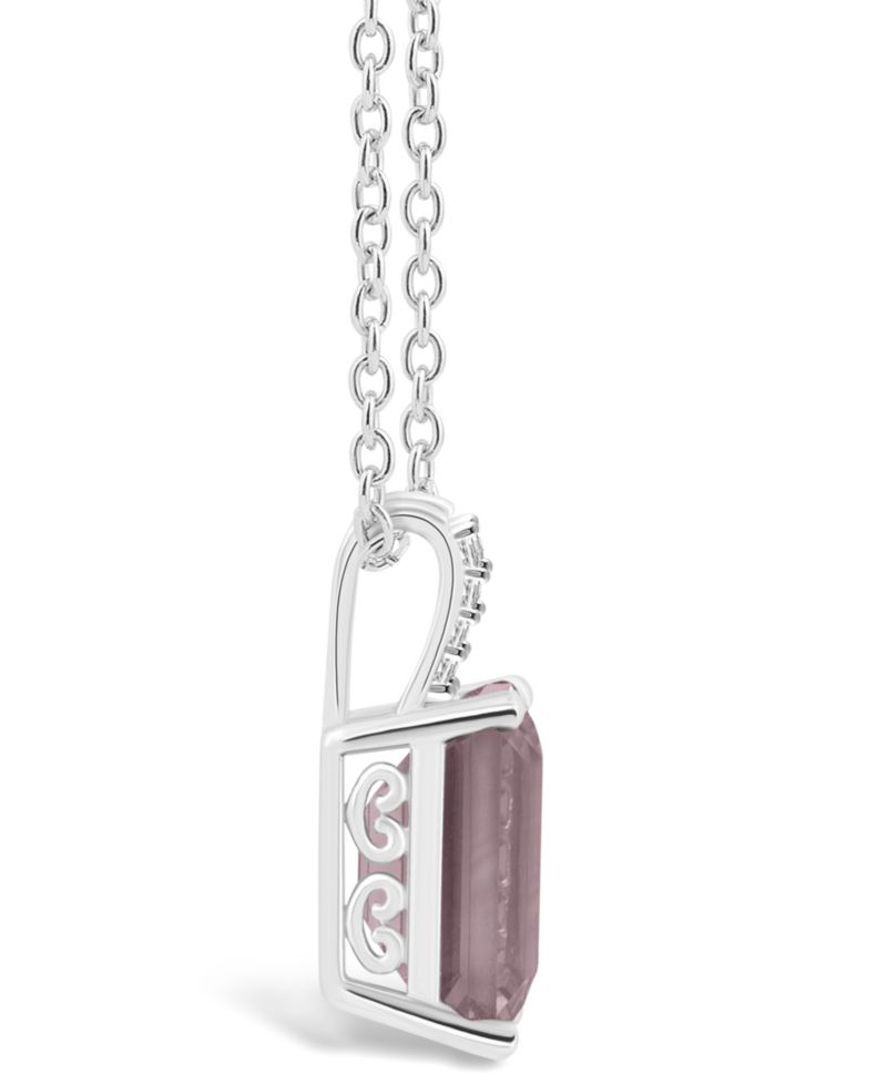 Women's Rose Quartz (3-1/6 ct.t.w.) and Diamond Accent Pendant Necklace in Sterling Silver