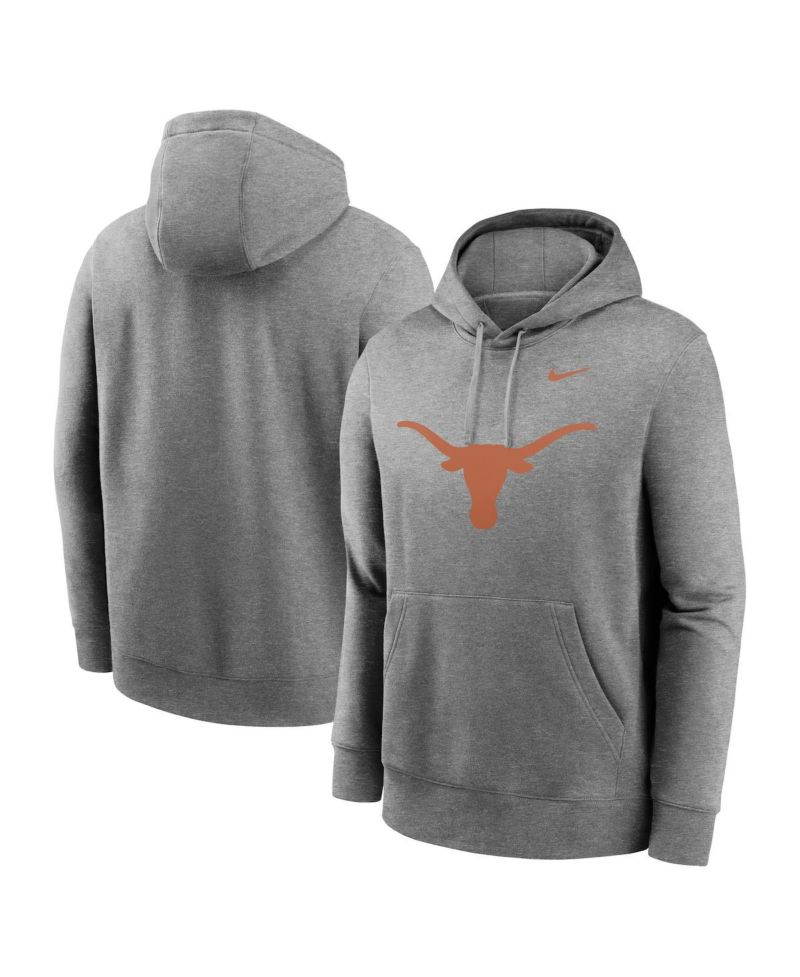 Men's Heather Gray Texas Longhorns Primetime Evergreen Club Fleece Pullover Hoodie