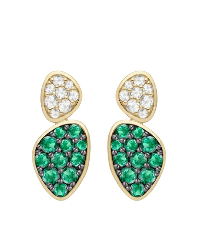 Lab Grown Ruby (1 ct. t.w.) & Lab Grown White Sapphire (1/3 ct. t.w.) Earrings in 14k Gold Over Sterling Silver (Also Available in Emerald & Sapphire)