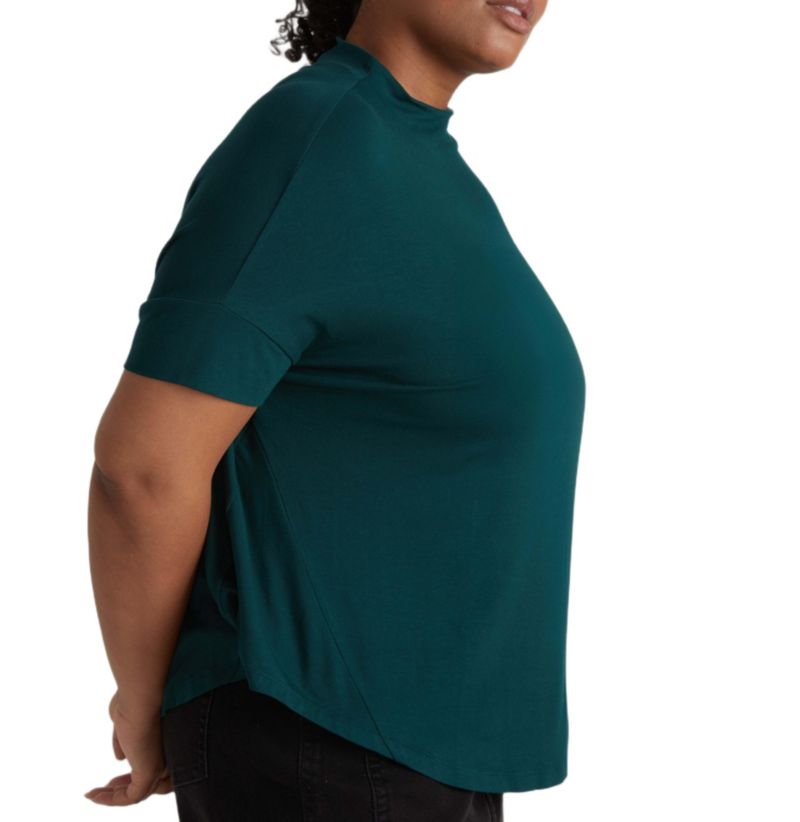 Plus Size Petra Mockneck Dolman-Sleeve Rayon-Blend T-Shirt
