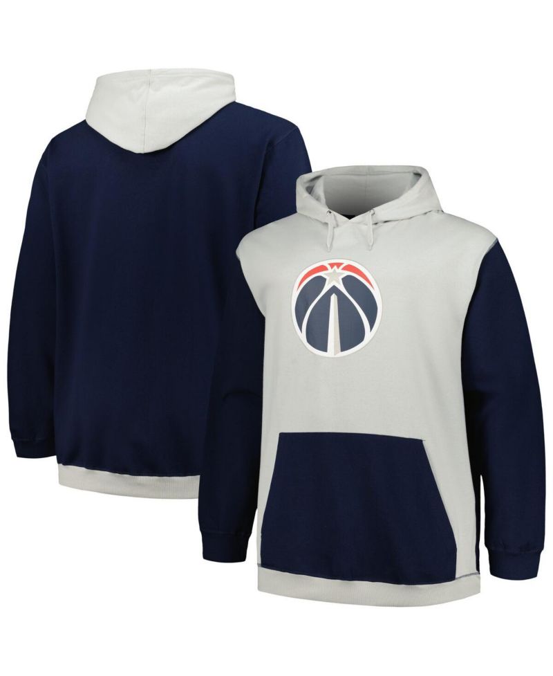 Men's Navy, Silver Washington Wizards Big and Tall Primary Arctic Pullover Hoodie