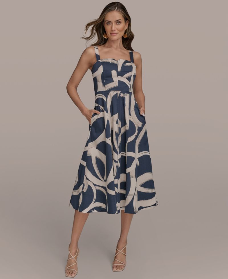 Women's Printed A-Line Midi Dress