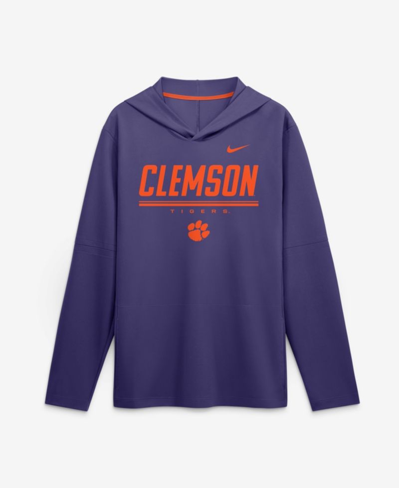 Men's Clemson Tigers Clemson Sideline Removable Sleeves Lightweight Dri-FIT Hoodie
