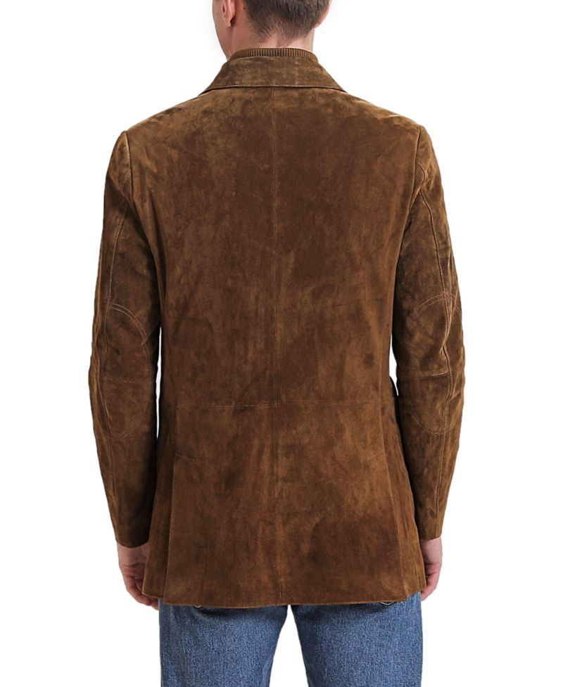 Men's Brett Three-Button Suede Leather Blazer