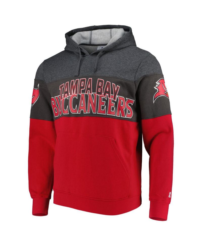 Men's Heather Charcoal, Red Tampa Bay Buccaneers Extreme Pullover Hoodie