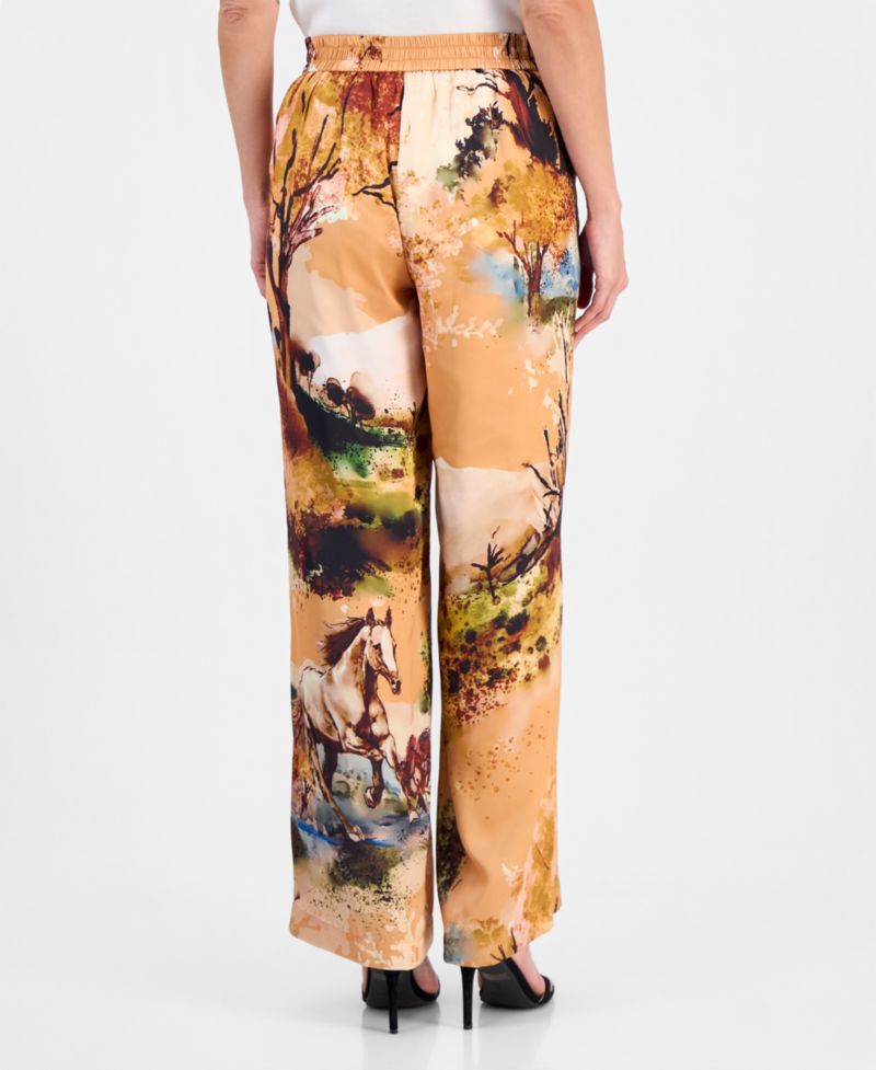 Women's Printed Pull-On High-Rise Pants