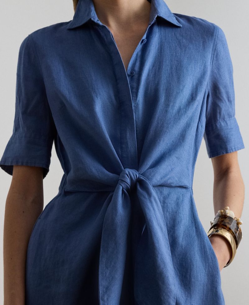 Petite 100% Linen Shirt Dress