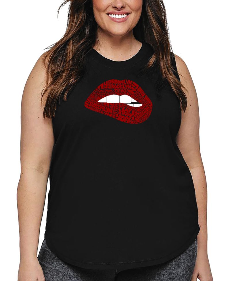 Plus Size Brooklyn Lips Word Art Tank Top