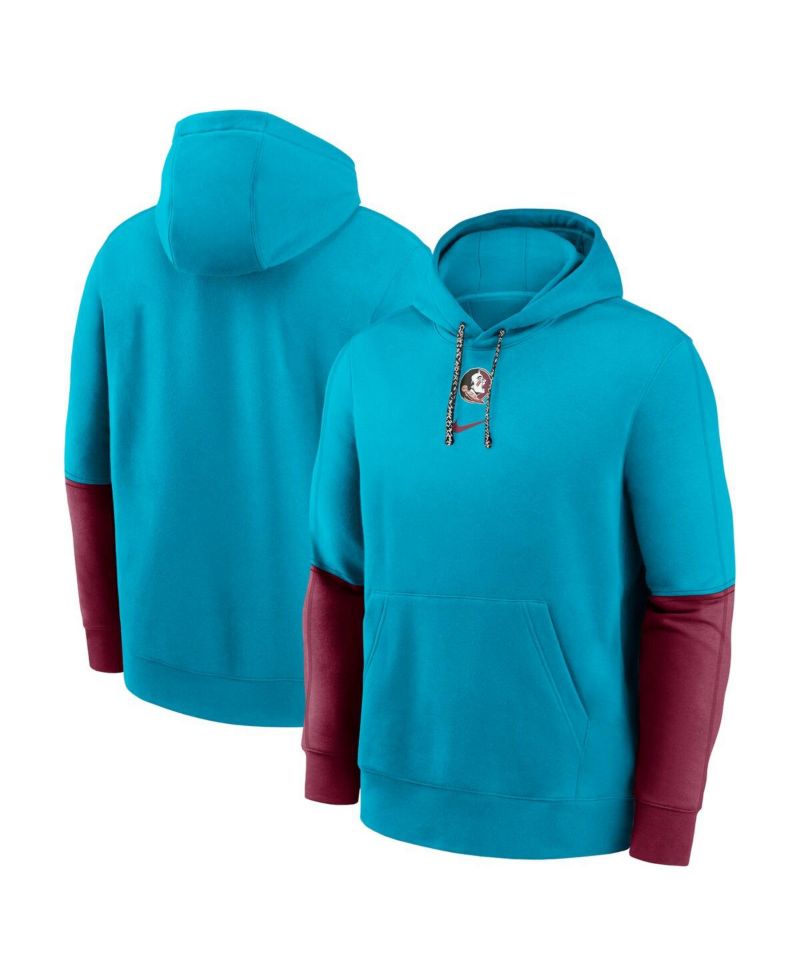Men's Turquoise/Garnet Florida State Seminoles 2024 Sideline Club Fleece Pullover Hoodie