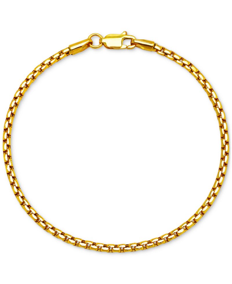 Rounded Box Link Chain Bracelets in 14k Gold