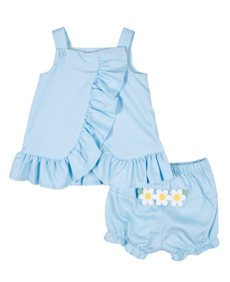 Baby Girl Pique Dress and Bloomer with Daisies