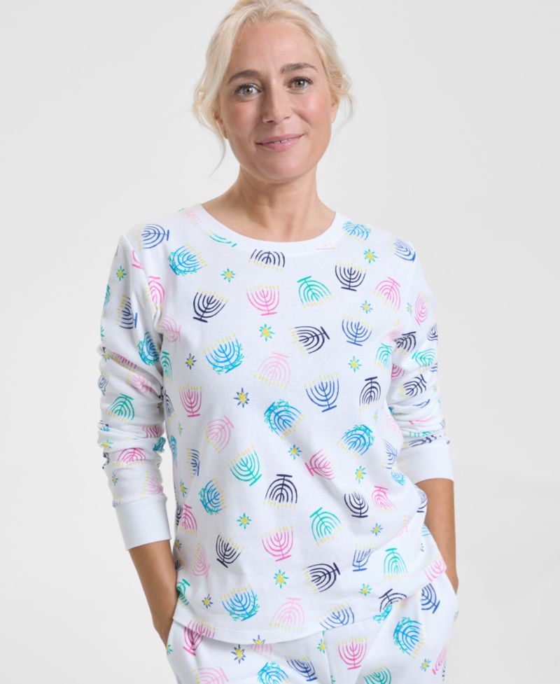 Women's Multi Menorah Cotton Pajama Set