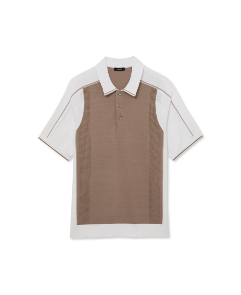 Men's Claremont Half Button Color block Polo Shirt