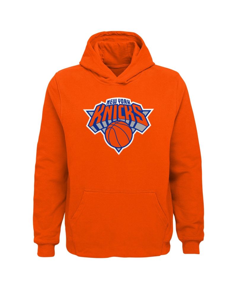 Big Boys and Girls Orange New York Knicks Primary Logo Pullover Hoodie