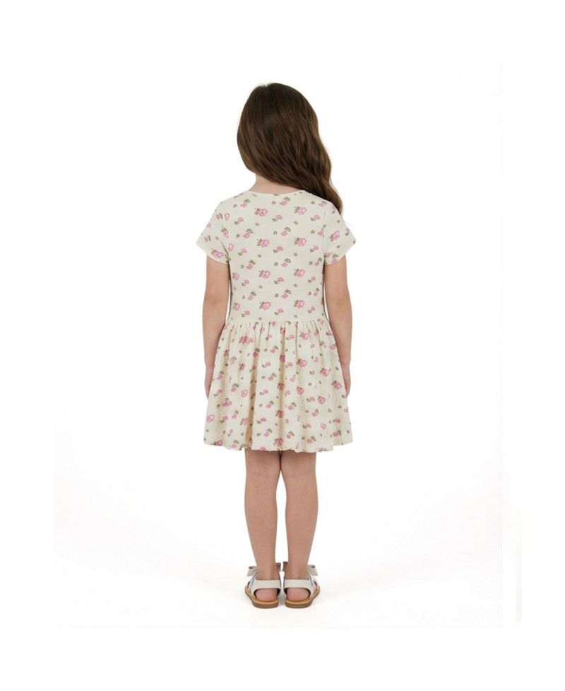 Little Girls Blush Floral Knit Seersucker Bubble Dress