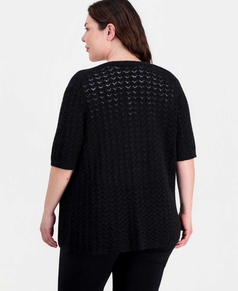 Petite V-Neck Button-Front Sweater