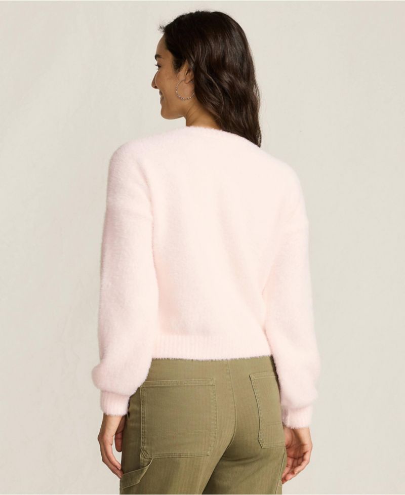 Women's Fuzzy Eyelash Cable Cardigan Sweater