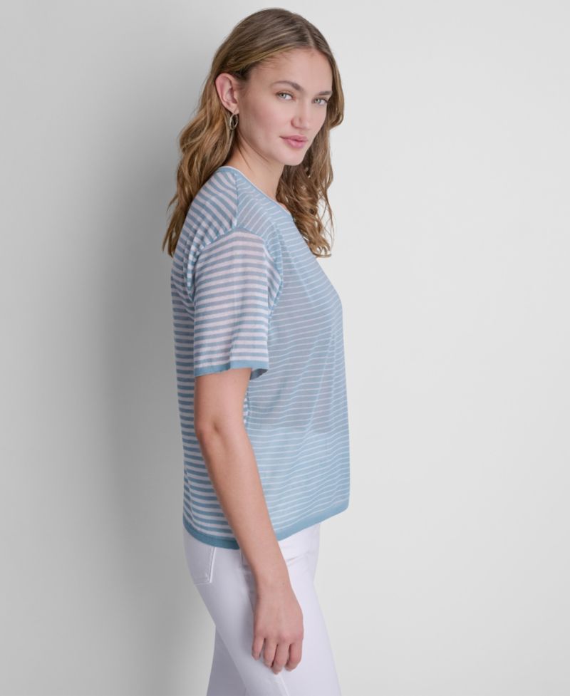 Women's Short-Sleeve Striped Sweater