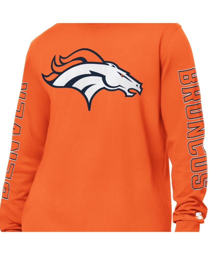 Men's Orange Denver Broncos Clutch Hit II Long-Sleeve T-Shirt