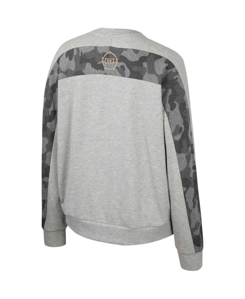 Women's Heather Gray Nebraska Huskers OHT Military-Inspired Appreciation Flag Rank Dolman Pullover Sweatshirt