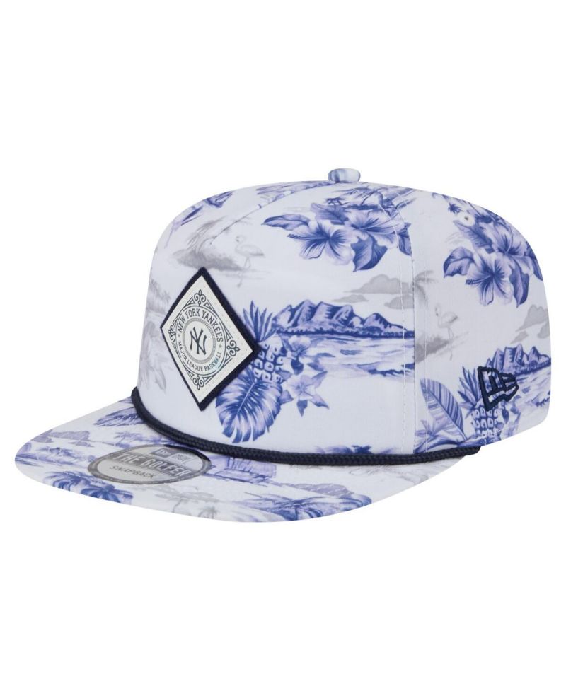 Men's White New York Yankees Printed Island Golfer Snapback Hat