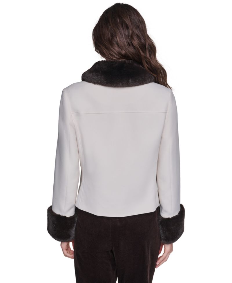 Women's Faux-Fur Collar and Cuffs Short Jacket