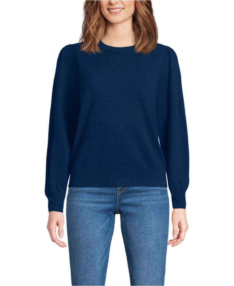 Women's Cashmere Puff Sleeve Crew Neck Sweater