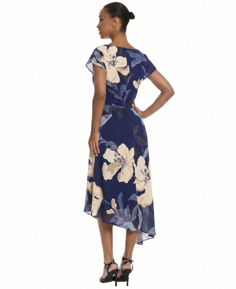Women's Asymmetrical Floral Midi Dress