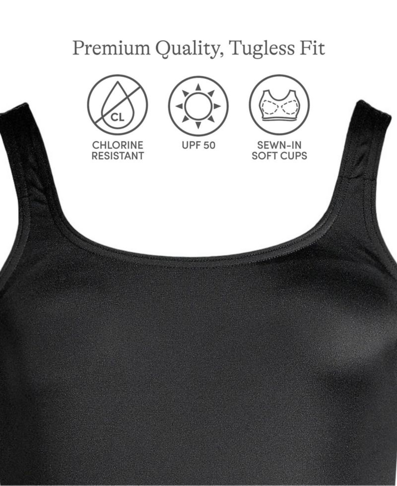 Petite Chlorine Resistant Soft Cup Tugless Sporty One Piece Swimsuit