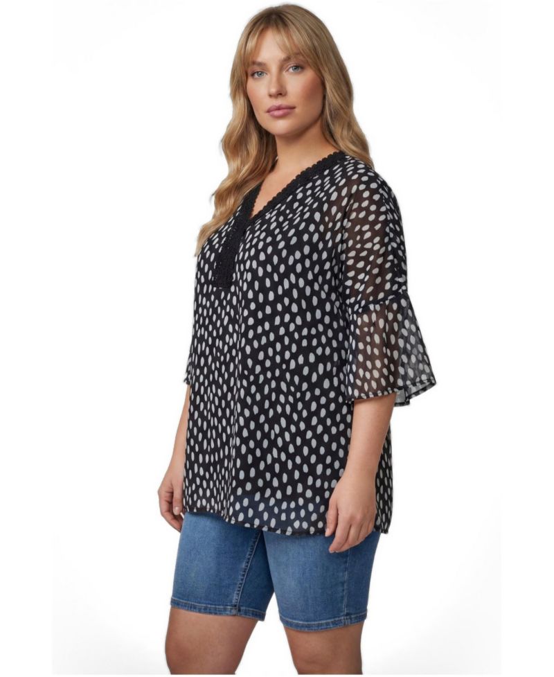 Women's Crochet Trim Caftan Top