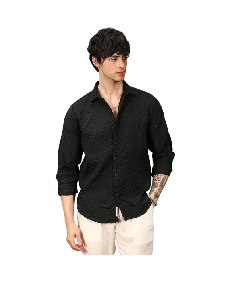 Men's Onyx Black Foliage-Tactile Shirt