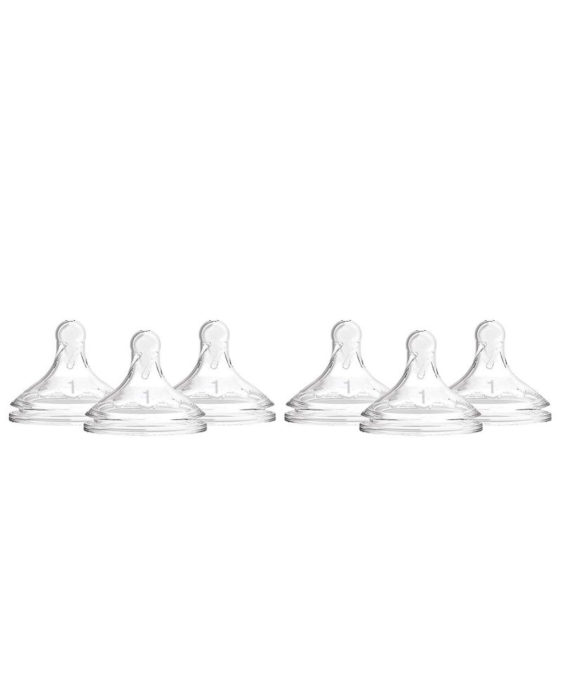 Baby Dr. Brown's Wide-Neck Baby Bottle Nipple, Level 1 (0M+), 6 Count
