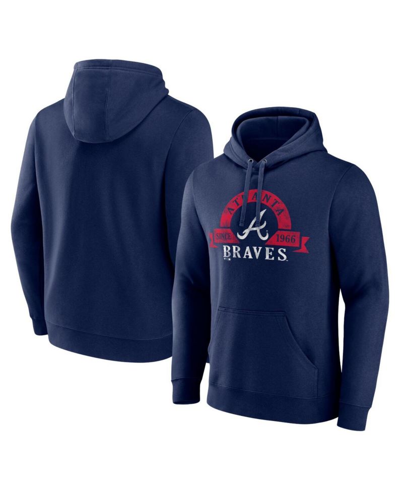 Men's Navy Atlanta Braves Big and Tall Utility Pullover Hoodie