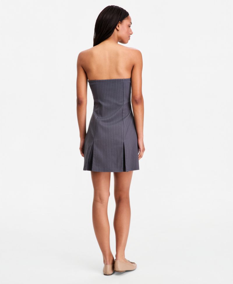 Juniors' Pinstripe Strapless Mini Dress