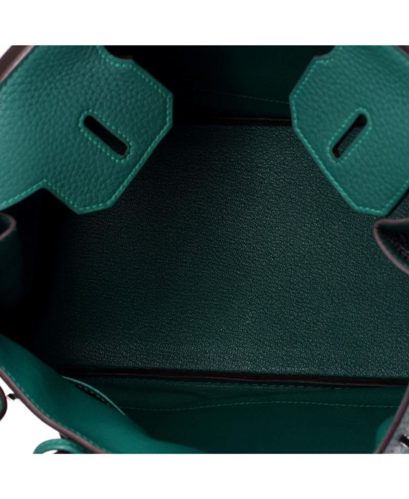 Birkin 30 Handbag Green Clemence with Palladium Hardware