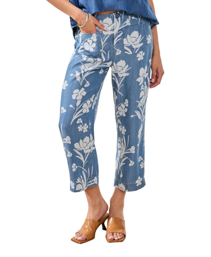 Women's Printed Wide-Leg Crop Pants