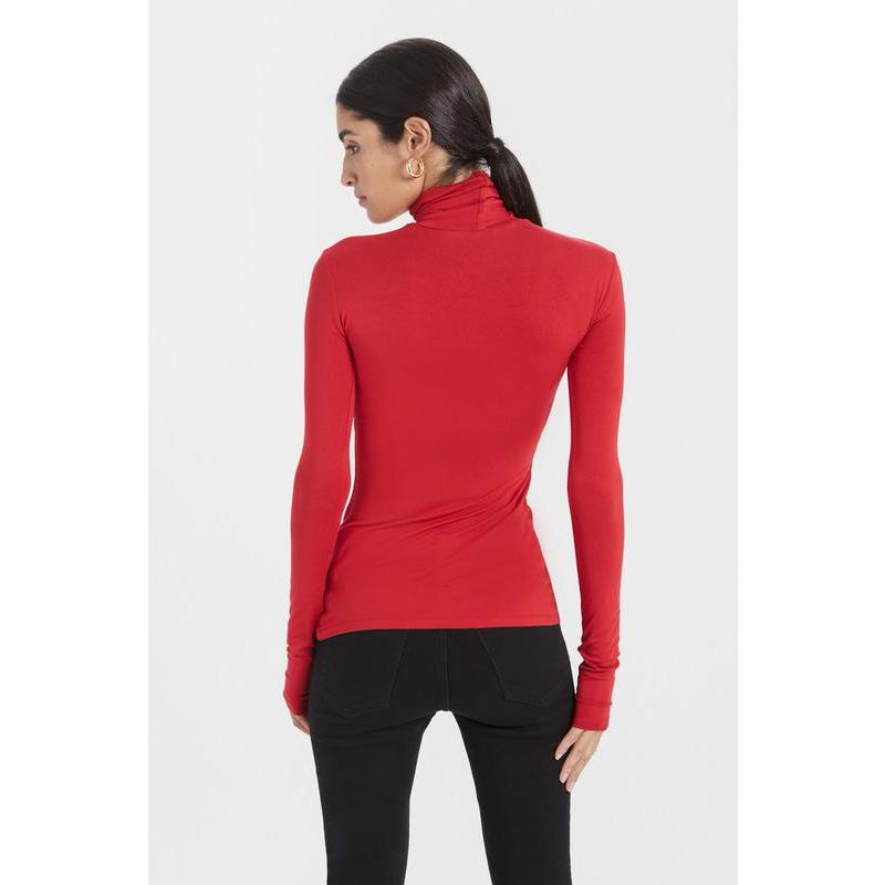 Women's Dahlia Edgy Neckline Long-Sleeve Cutout Fitted Jersey Top