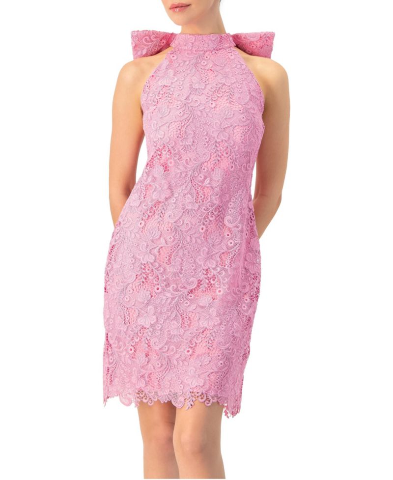 Women's Lace Halter Bow Mini Dress