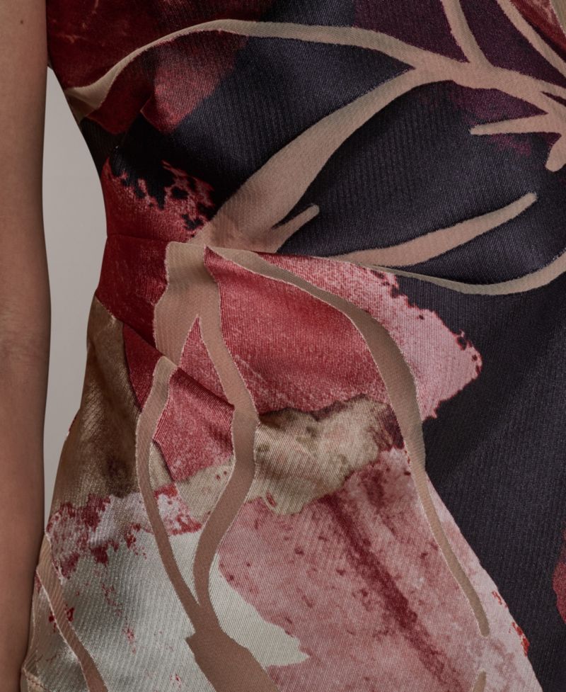 Women's Abstract Geo Print Burnout Cap-Sleeve Top