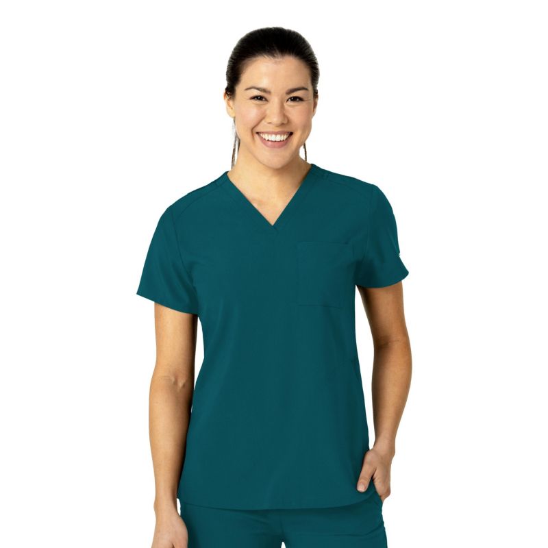 Plus Size W123 Flex-n-Reach V-Neck Scrub Top