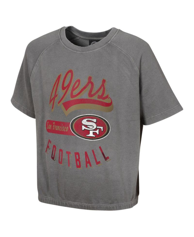 Women's Gray San Francisco 49ers Mineral Wash Short Sleeve Top