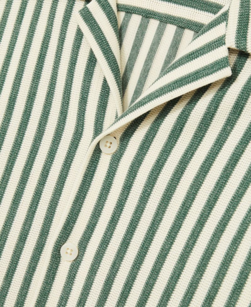 Men's Trig Textured Stripe Cuban-Collar Shirt