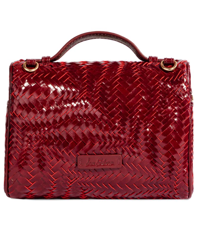 Charli Woven Leather Small Top Handle Crossbody Handbag